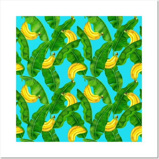 Bananas and leaves watercolor design Wall Art by katerinamk